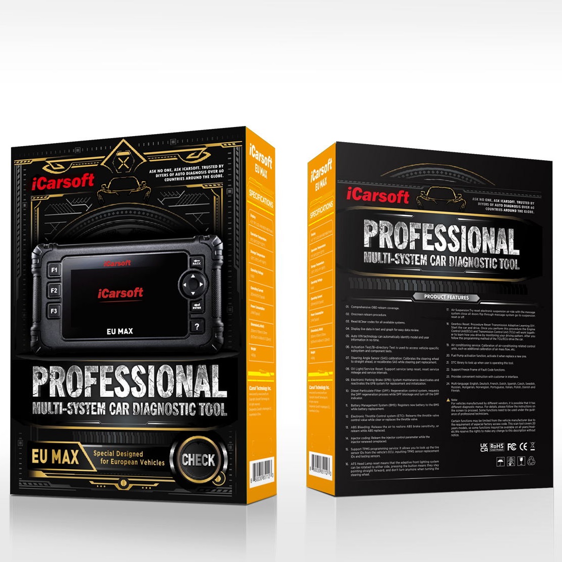 Outil De Diagnostic Auto ICarsoft EU MAX Multimarques - Version Anglaise, Neuf, Garantie 2 Ans
